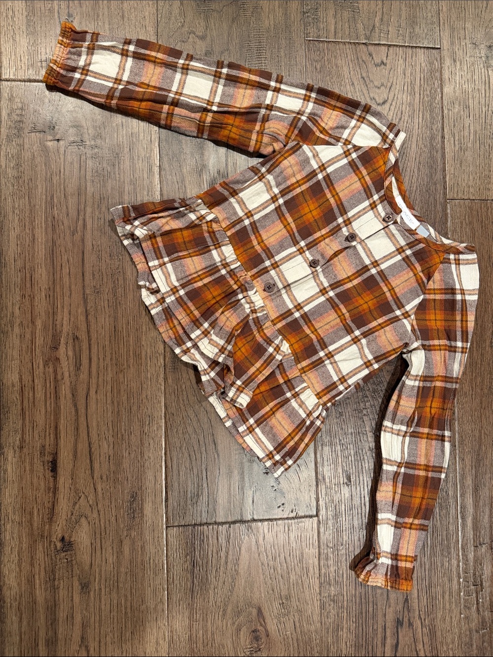 The Children’s Place Place Rust and Cream Plaid Button-Front Top